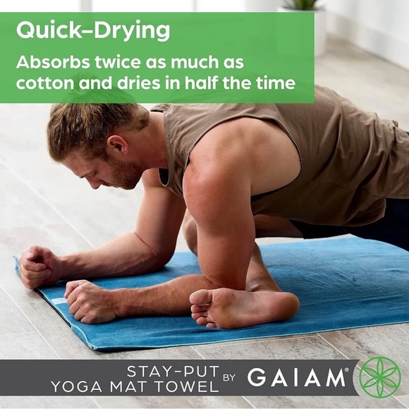 Gaiam Yoga Mat Towel Non Slip Fast Dry Purple Microfiber Pilates Hot Yoga 26x70 - Picture 8 of 10